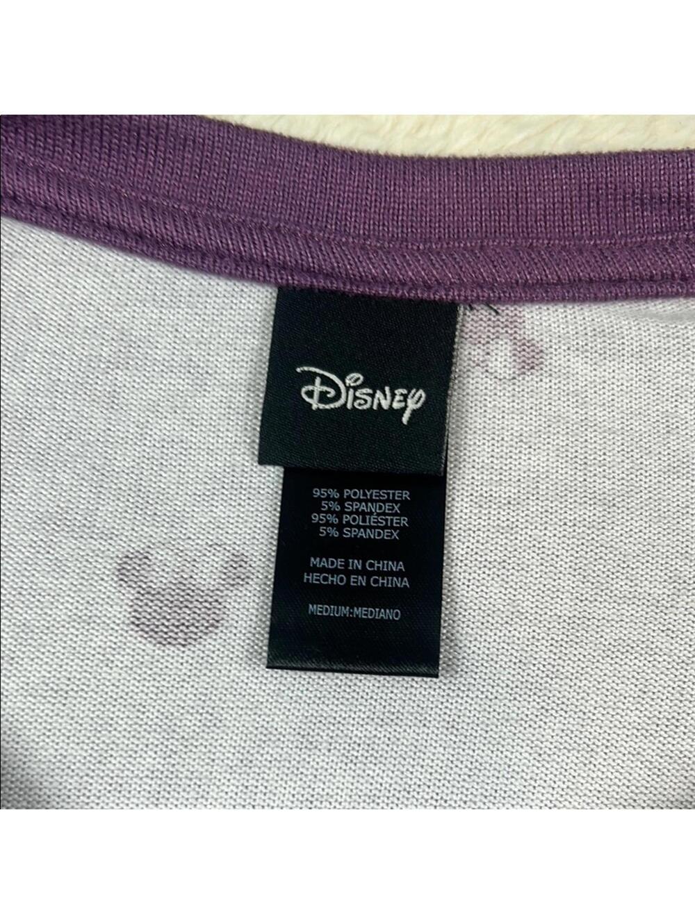 Disney Women’s Purple Mickey Mouse Print Long Sleeve Pajama Sleep Top Sz Med - Picture 8 of 12